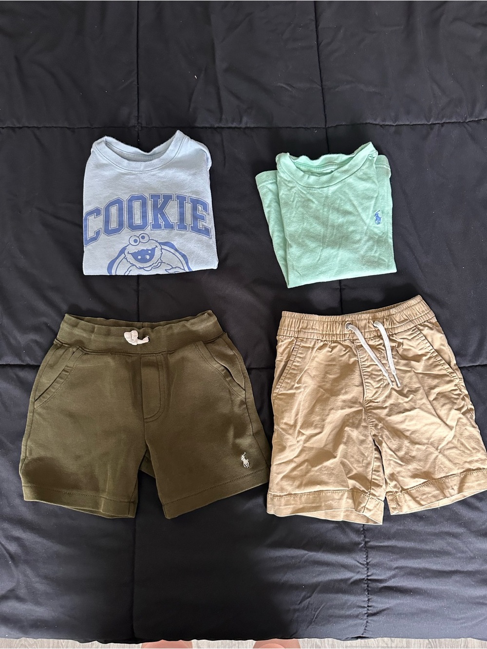 Bundle of Boys Ralph Lauren/ Gap Green Polo Tee and Tan Shorts Kids Matching Set